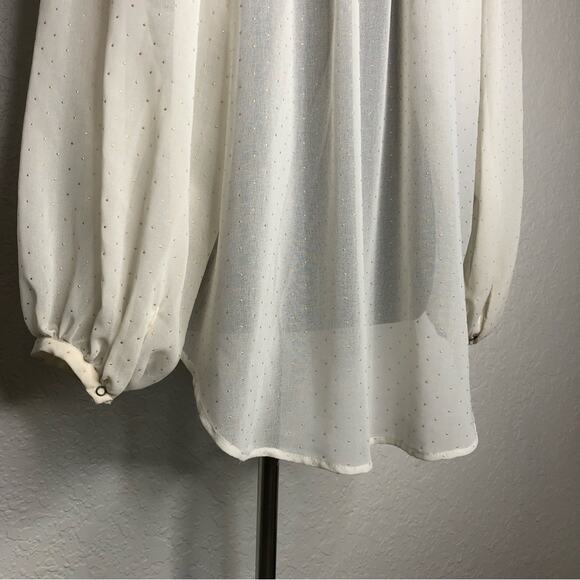 Amuse Society off white cream sheer gold polka dot grommet trim top size Small - Picture 6 of 14